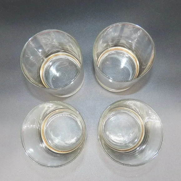 Culver Banded Rocks Low Ball Glasses Gold Silver Old Fashion Set of 4 VTG - Picture 3 of 7